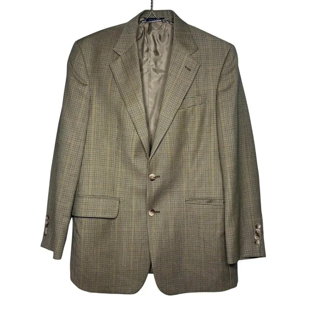 Vintage 90s Nautica Houndstooth Sports Coat Mens Size 41R Pure Wool Blazer